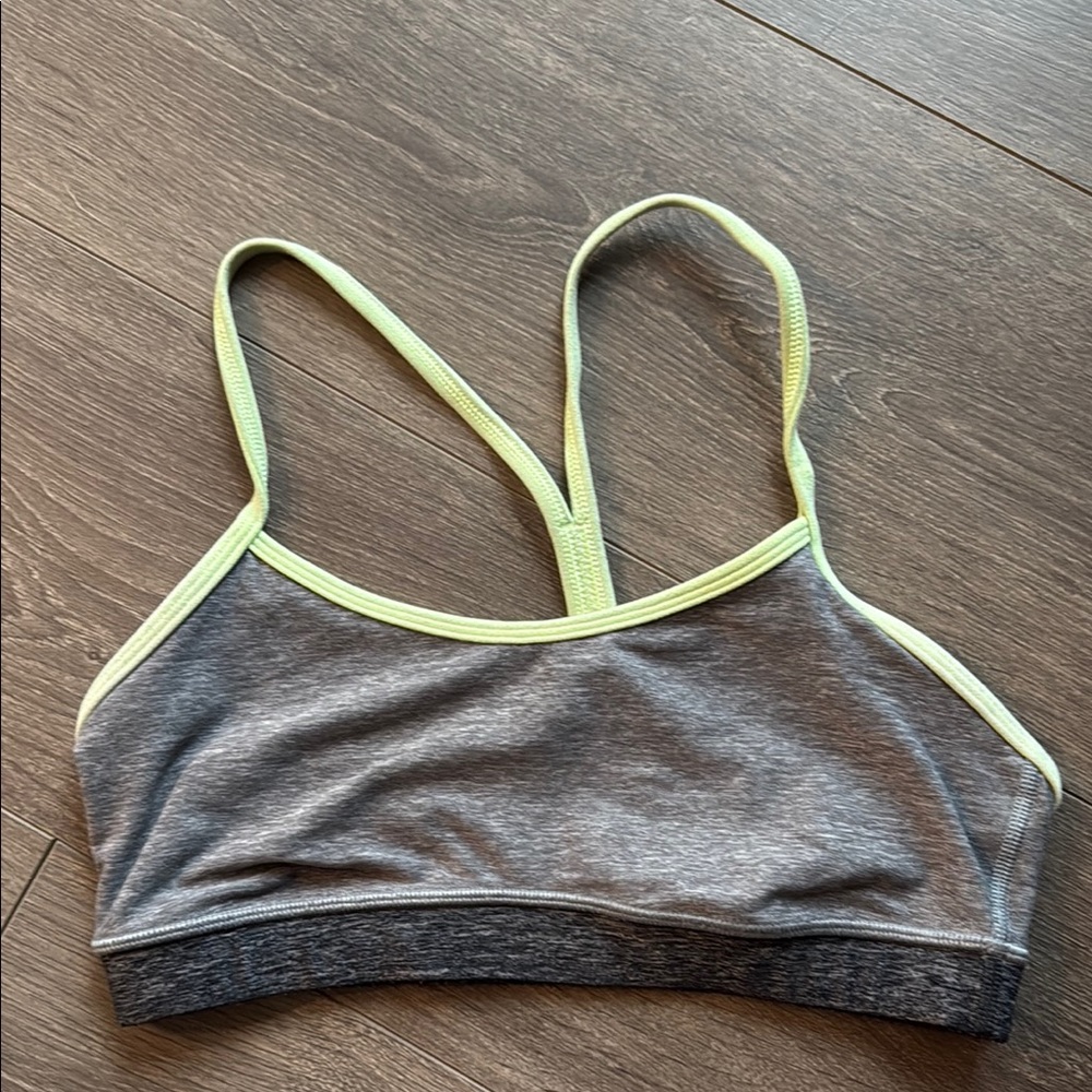 Gray and Yellow Women's Sports Bra